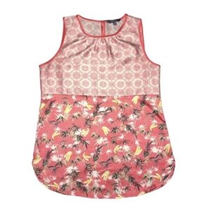 PETER SOM Satin Sleeveless Tank Top Tropical Orange Coral Tangerine Women Sz XS